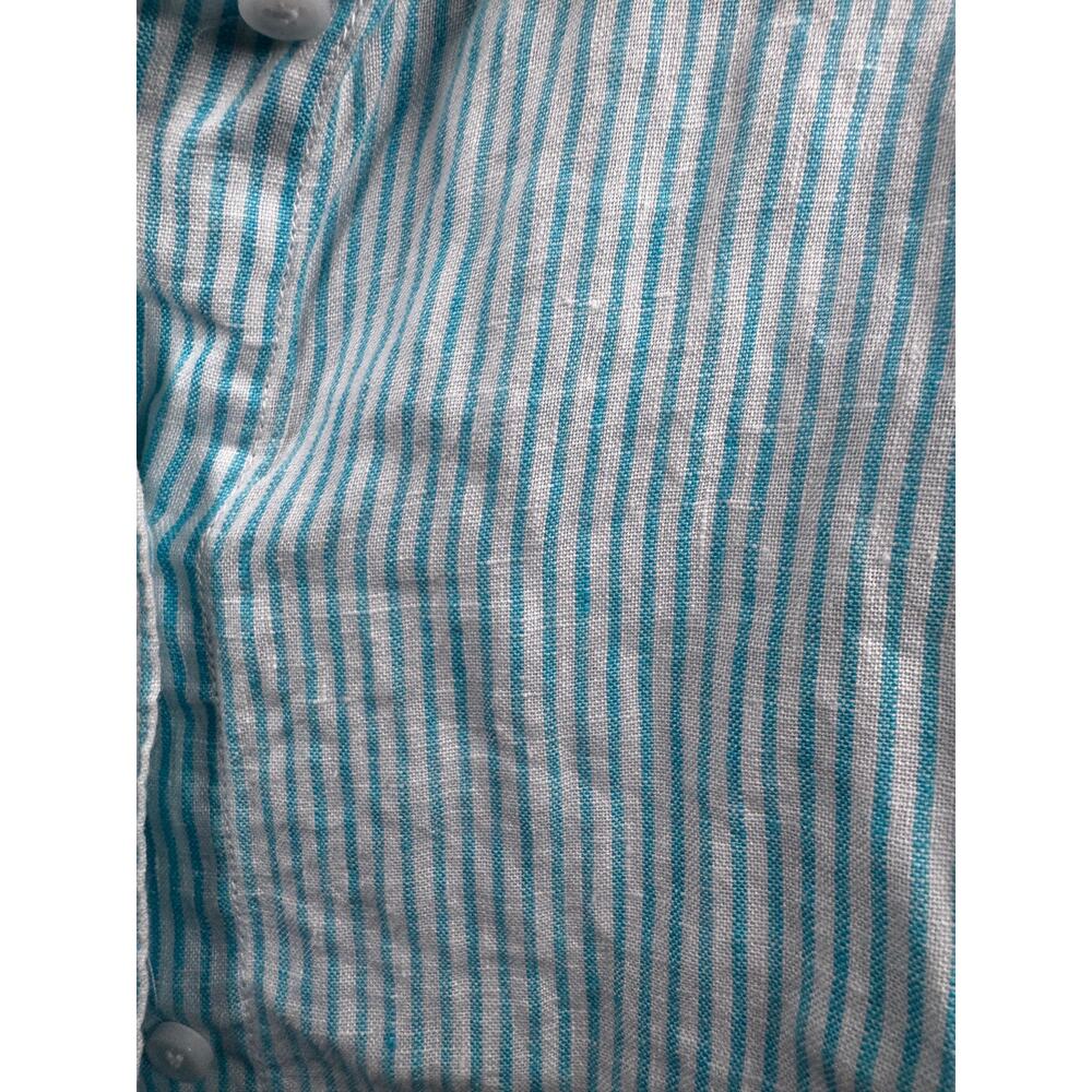 J. Crew Baid McNutt Linen Striped Blue White Sz 10 Button Down Shirt - Picture 3 of 4
